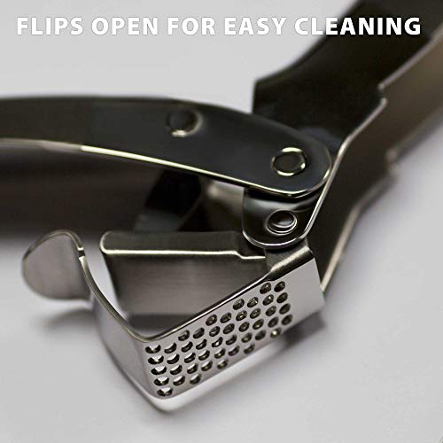 High-Capacity Stainless Steel Double-Lever Garlic Press - Professional Kitchen Tool