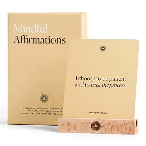 Intelligent Change Classic Mindful Affirmations Card Deck with Stand - Positive Self Care Gift for Women & Men