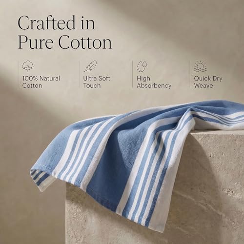 Urban Villa Indigo Blue & White Cotton Kitchen Towels Set of 6 20x30"