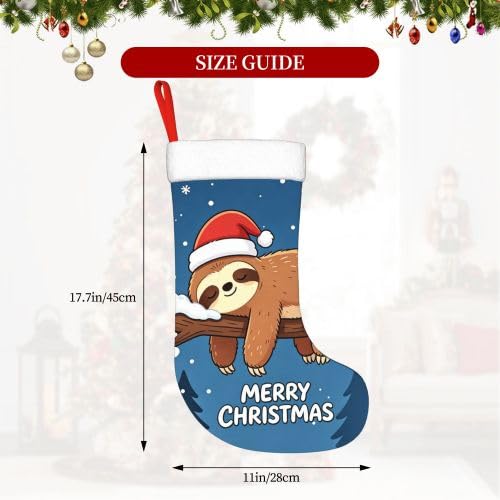 Sleep Sloth Christmas Stocking 17.7-Inch Fireplace Hanging Decor for Holiday Family Gift