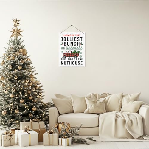 Christmas Wooden Hanging Sign - Festive Holiday Decor Wall Plaque, 15x11.4 Inches