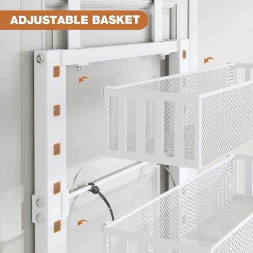 White 6-Tier Over The Door Organizer - Heavy-Duty Metal Mesh Rack, Adjustable & Wall Mountable