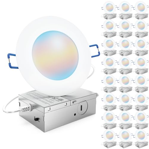 4 Inch Slim LED Recessed Ceiling Lights - 5CCT, Dimmable, 8W White
