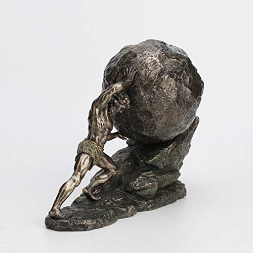 Sisyphus and The Eternal Boulder Sculpture - Cold Cast Bronze Finish, 8 1/8 Inch - Home Decor