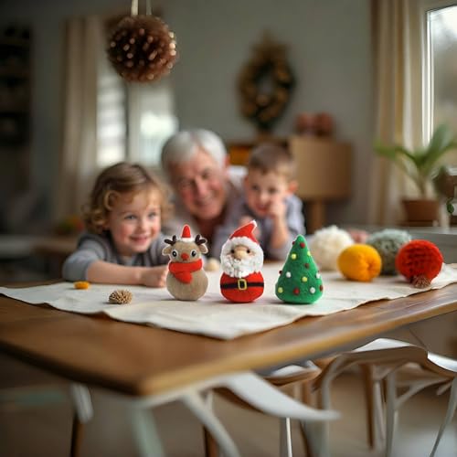 VEHICAR 3 Pack Santa Claus Needle Felting Kits for Beginners with Tools & Tutorial