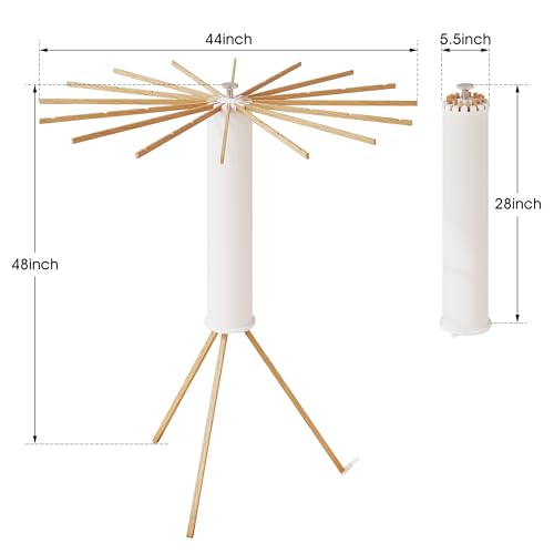 Foldable Clothes Drying Rack with 16 Wood Poles - Space-Saving Laundry Organizer