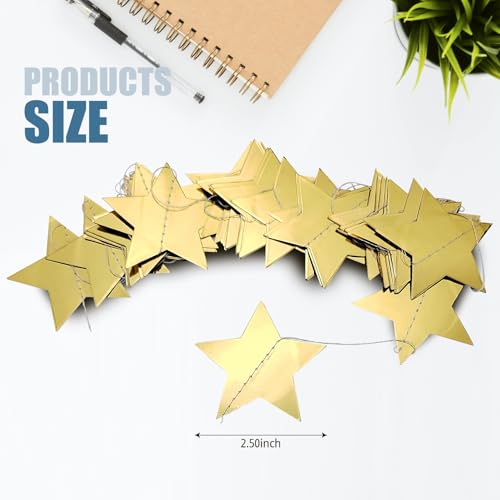 SimautHawk 1 Piece Glitter Star Garland Banner, 157-Inch Holiday & Party Decor