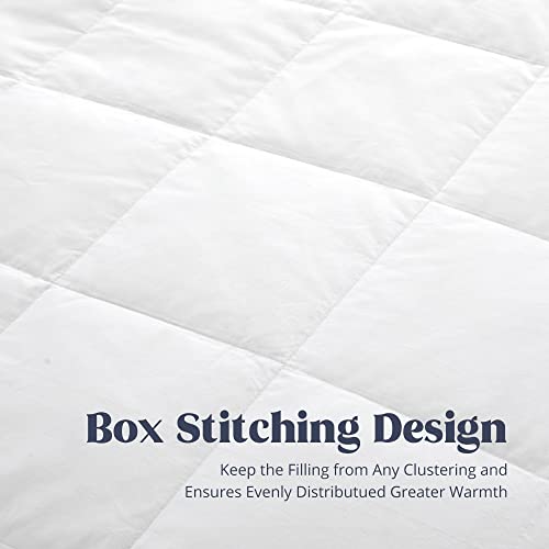 PureDown Queen Size Lightweight Down Blanket with Satin Trim - White (90"x90")