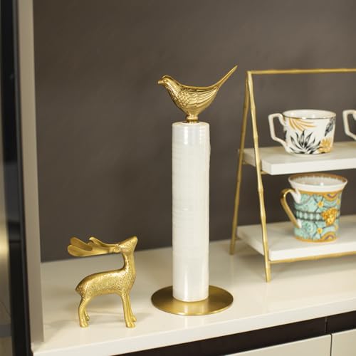 YACSNBF Gold Brass Paper Towel Holder with Bird Decor - Countertop Kitchen Organizer