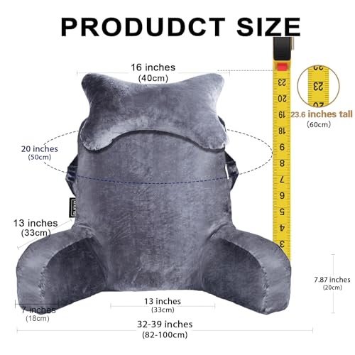 SLIGUY Reading Pillow for Sitting in Bed Couch Adult, Back with arm