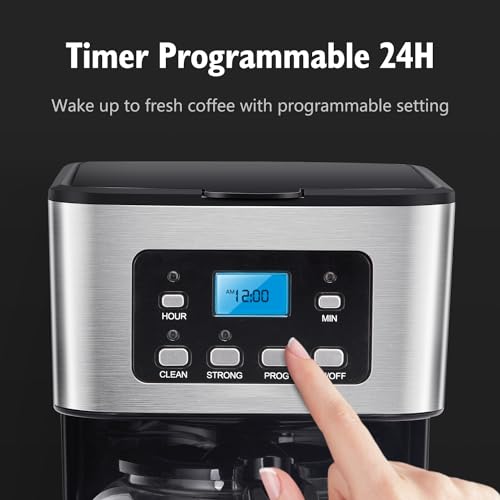 Black Programmable 12-Cup Coffee Maker with LCD Display & Auto Shutoff