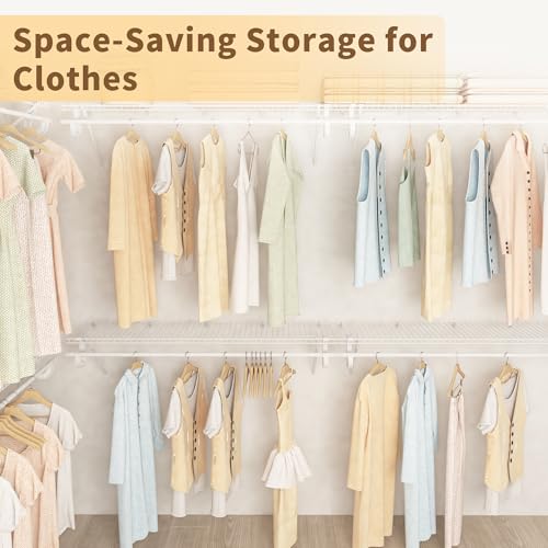 PROWORX 4 ft x 12 in Wall Mounted Closet Shelves with Hanging Rod - 2 Pack White Wire Storage Kit