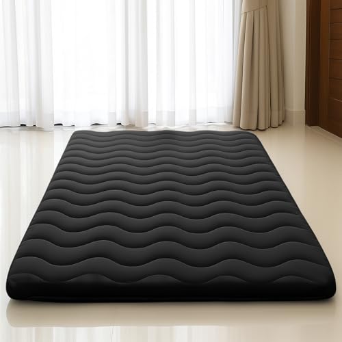 SCHNAUZER HOME Japanese Queen Floor Mattress 3.5" Thick Black Futon