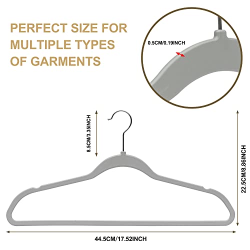 Gray Plastic Hangers 50 Pack - Slim Non-Slip Clothes Hangers with Swivel Hook