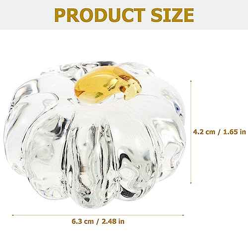VOSAREA Hand Blown Glass Pumpkin Figurine Crystal Pumpkin Statue Clear Harvest Pumpkin Sculpture Table Accent for Fall Harvest Thanksgiving Halloween Ornament