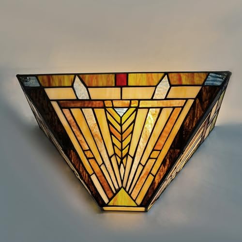 Mission Style Tiffany Wall Sconce Lighting - 2-Light Stained Glass Wall Lamp