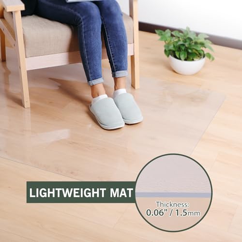 TIXPOL Clear 5' x 7' Waterproof Non-Slip Vinyl Floor Mat for Living Room & Kitchen