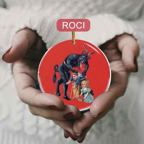 Krampus Classic Red Theme - Christmas Ornaments - Christmas Decorations - 3.6 in Acrylic Two Sided Printing - Gag Gifts - Nasty Naughty Gifts - White Elephant Gifts -Stocking Stuffers