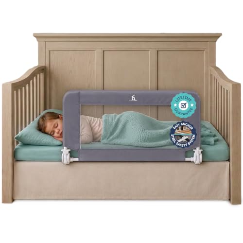 Hiccapop Convertible Crib Bed Rail Guard - Gray Toddler Bed Safety Barrier