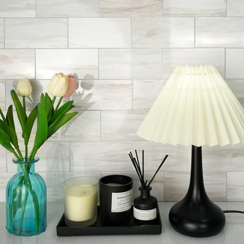 Vamos Tile 100-Piece Glossy Wooden Marble Grain Peel and Stick Subway Tile 3x6 Inches, White Grout, Backsplash for Kitchen Bathroom Fireplace - Variation of 100 / Wooden Marble Grain