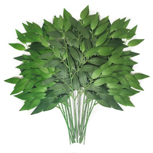 KACOMACO 100PCS Artificial Italian Ruscus Greenery Stems 18" for Wedding & Decor