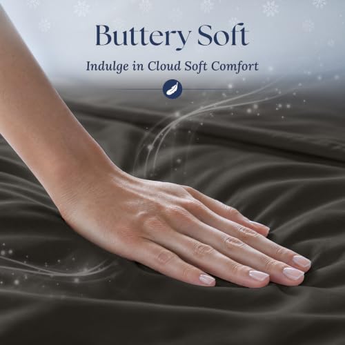 Cooling Sheets - BreezeWeave 4 PC King Size Cooling Bed Sheets for Hot Sleepers & Deep, Cool Rest - Graphite Variation