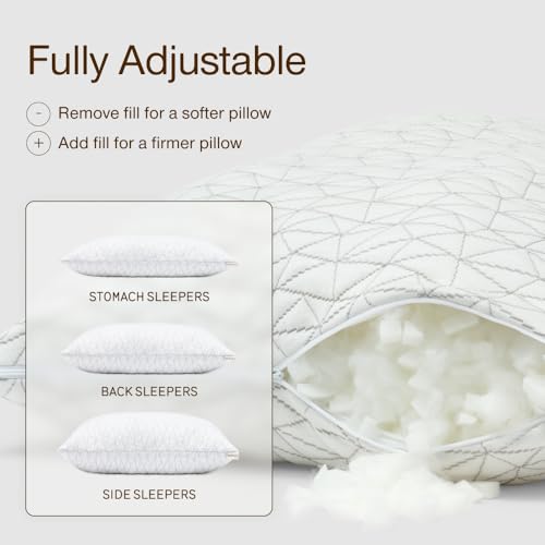 Queen Size Adjustable Memory Foam Pillow with Cover - Coop Home Goods Original White
