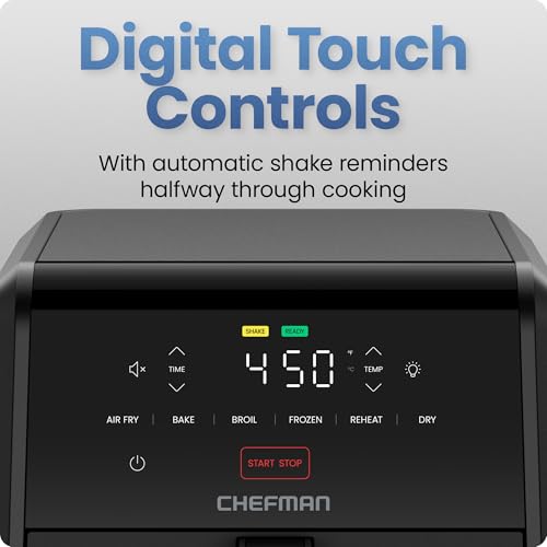Chefman 7-Qt TurboFry Air Fryer 6-in-1 Digital Convection Oven, Space-Saving Black
