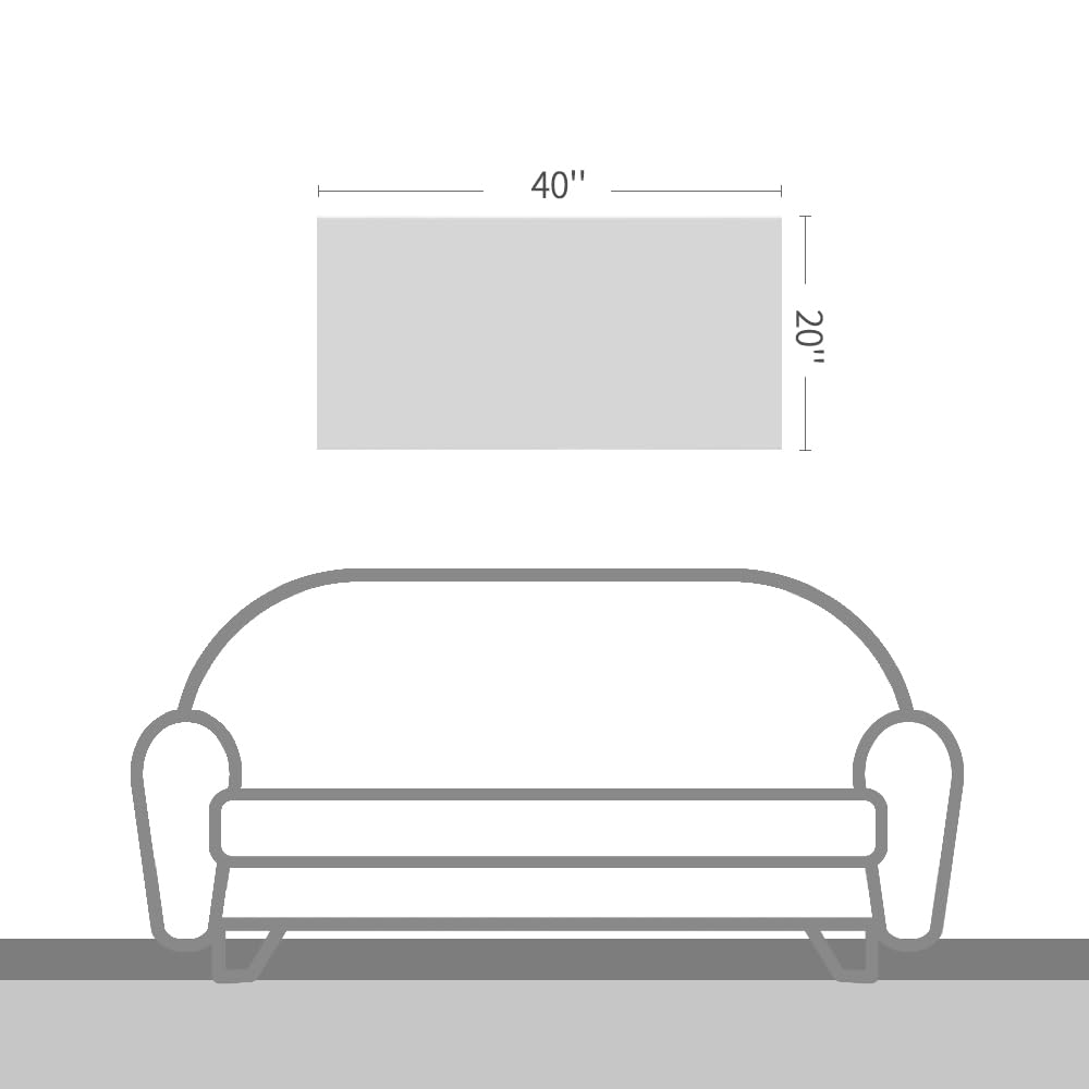 7Fisionart Navy Blue Canvas Wall Art for Living Room Grey Abstract Paintings Picture Large Framed Artwork for Bedroom Office Wal Decor Ready to Hang 40" x 20"