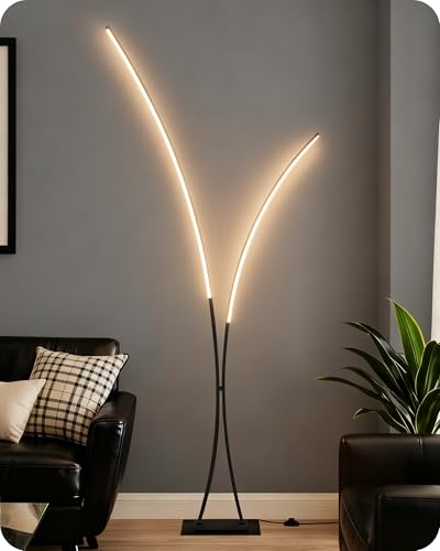 GOEBLESON 85.4-inch Modern Arc Floor Lamp with 3CCT Dimmable LED, Remote, Black
