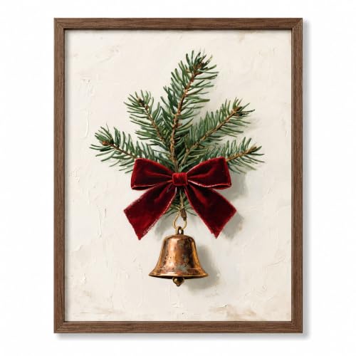Vintage Christmas Bell Wall Art: 8 x 10 Inch Unframed Print