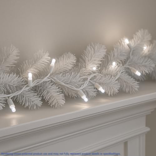 White Wire 10 LED Christmas Mini Light Set - Pure White, 5 Feet, Indoor & Outdoor