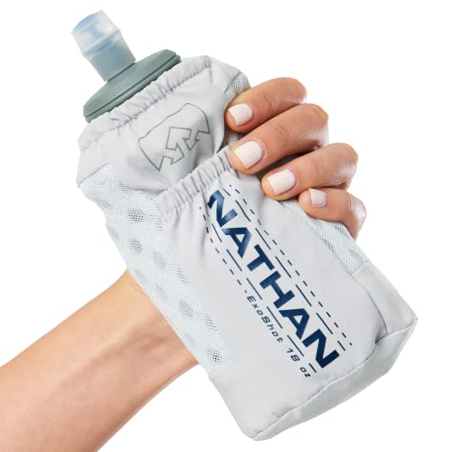 Nathan ExoDraw & ExoShot 2.0 Handheld Running Water Bottle Vapor Grey Blue 18oz