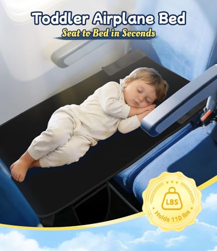 Toddler Airplane Bed for Kids Jet Black Travel Footrest & Seat Extender