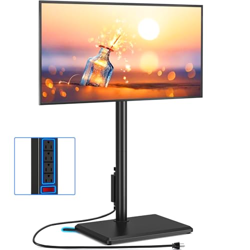 Rfiver Swivel Floor TV Stand with Power Outlet for 32-65 in TVs