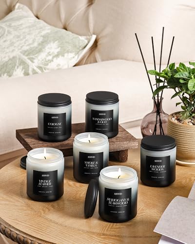 Scented Candles Set for Men - 6 Fragrances, 42 oz, Long-Lasting Aromatherapy