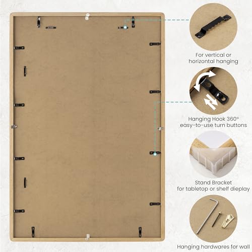 27x40 Poster Frame for Wall,Natural Solid Oak Wood Picture Frame,27 x