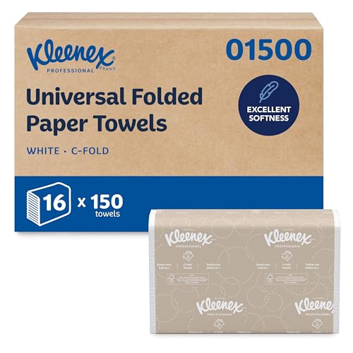 Kleenex C-Fold Paper Towels Bulk Pack 150 Sheets, Soft, Absorbent, Recycled White