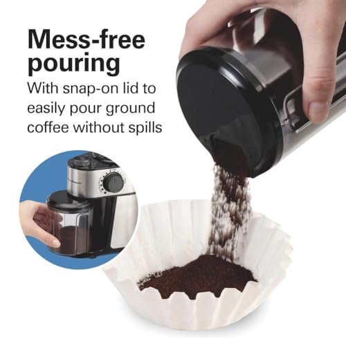 16oz Burr Coffee Grinder with Large Hopper - Hamilton Beach Electric Coffee Mill