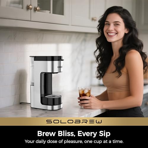 CHULUX SoloBrew Single Serve Coffee Maker Black – K Cup & Ground Pod Compatible