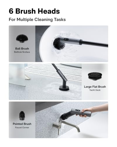 Cordless Electric Spin Scrubber with Digital Display & 6 Attachments