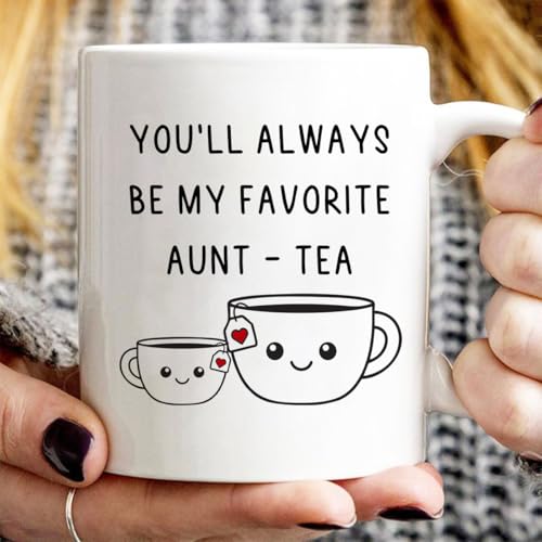 FUNITZ Aunt Gift Tea Cup - Funny Best Aunty Mug 11oz - Birthday & Christmas Present