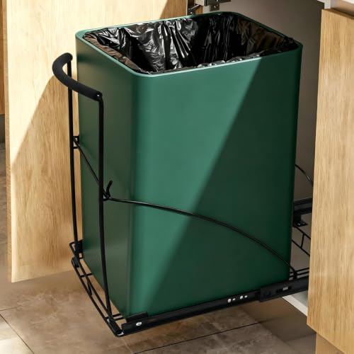 Black Pull Out Trash Can for Cabinets - Under Sink Organizer, Fits 7-13 Gallon