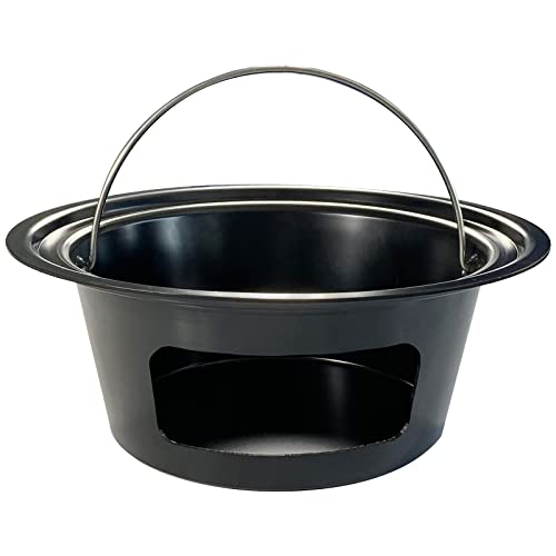 Kamado Cooker Ash Can with Folding Handle for Large Green Egg - Carbon Steel Ash Pot