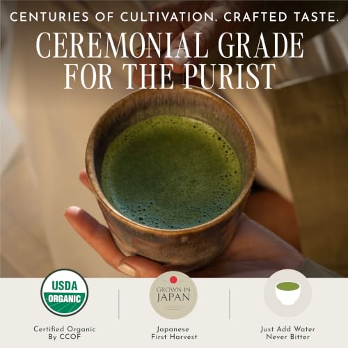 Encha Organic Ceremonial Grade Matcha Powder 2.12oz - First Harvest, Shade-Grown from Japan