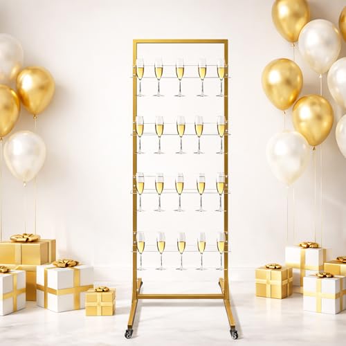 4-Tier Champagne Wall Holder and Display Stand for Wine Glasses