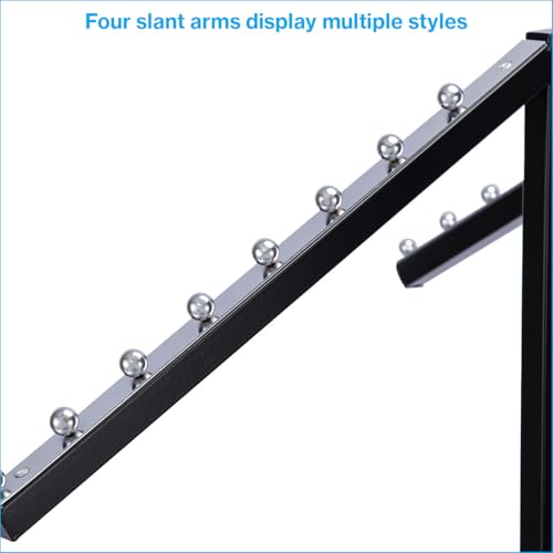 Black 4-Way Adjustable Clothing Rack with Slanted Arms for Retail & Home Display