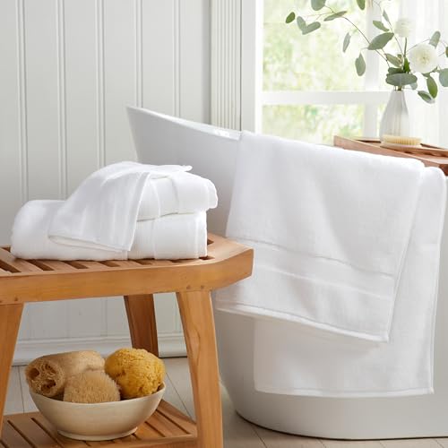 Springtree Home Luxury Bamboo Rayon Bath Towel Set - Bright White 6-Piece