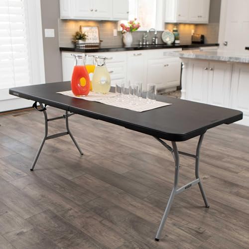 Lifetime 6-Foot Folding Table - Light Commercial, Indoor & Outdoor Use, Black