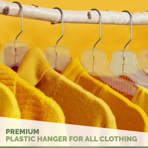 25 Pack Clear Plastic Shirt Hangers - Durable & Elegant Closet Organizers